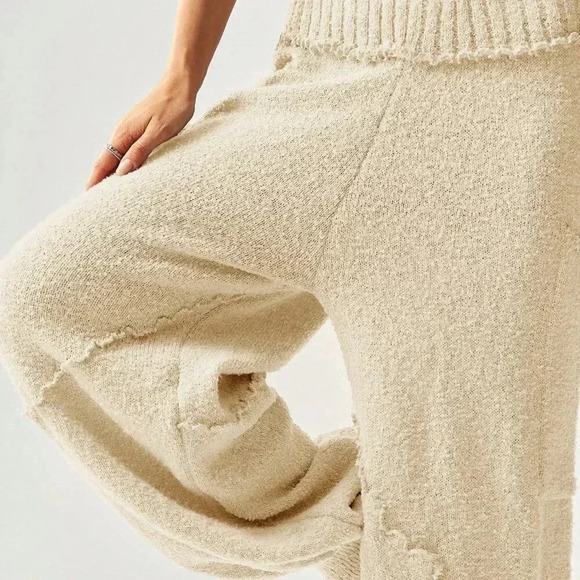 Beige Casual Women's High Waisted Loose Drawstring Pants - Picture 3 of 8